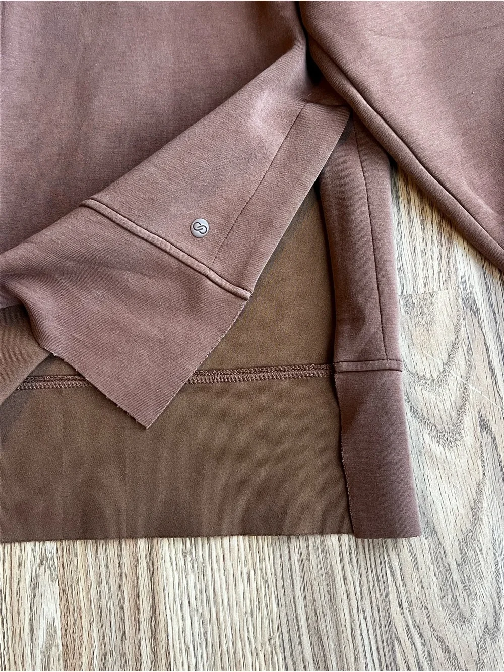 Womens CALIA Brown Side Slit Pullover Hoodie Sweater